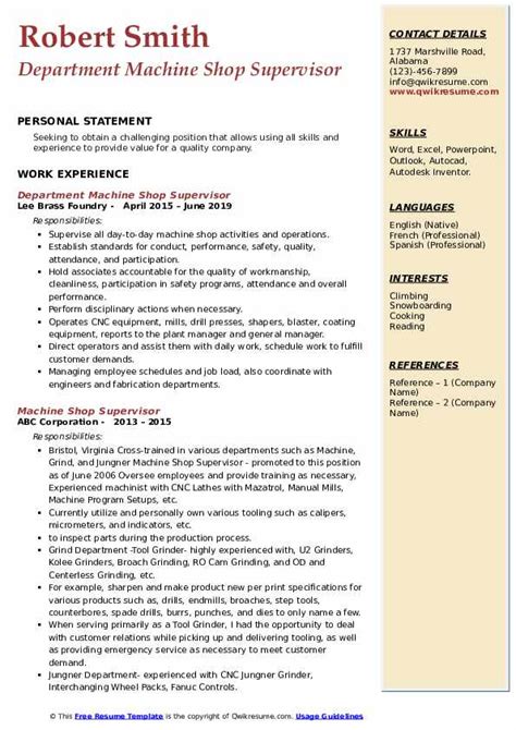 cnc machine shop supervisor salary|Machine Shop Supervisor Resume Samples .